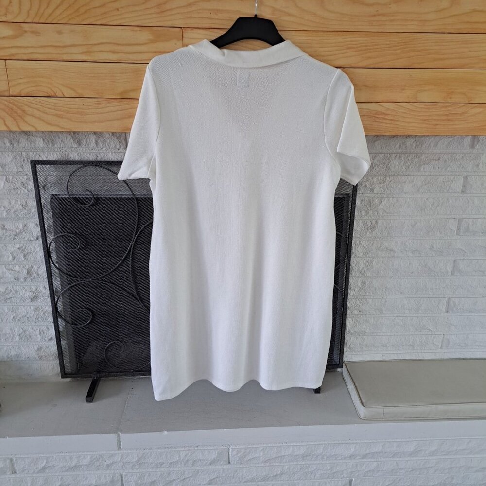 New Gap Women's Large White V-neck Polo Dress Athleisure Golf 100% Cotton - Picture 4 of 6